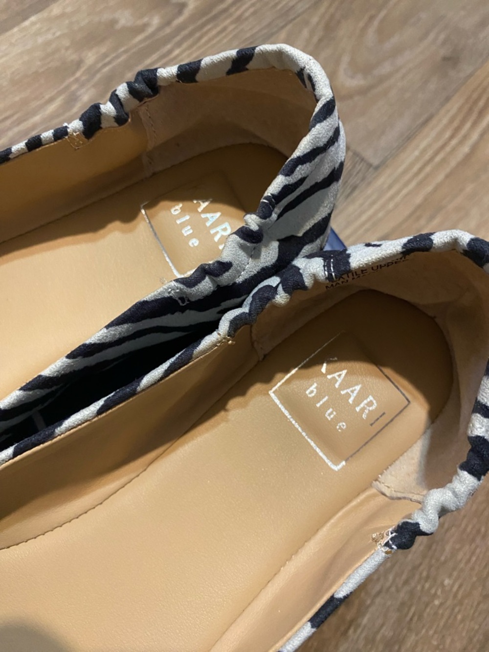 Kaari Blue Black & White Zebra-Print Pointed Toe Flats - Picture 3 of 4